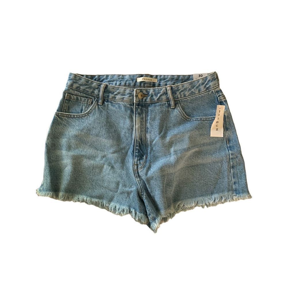Pacsun High Rise Festival Bright Eyes denim jean shorts women's size 30 NWT